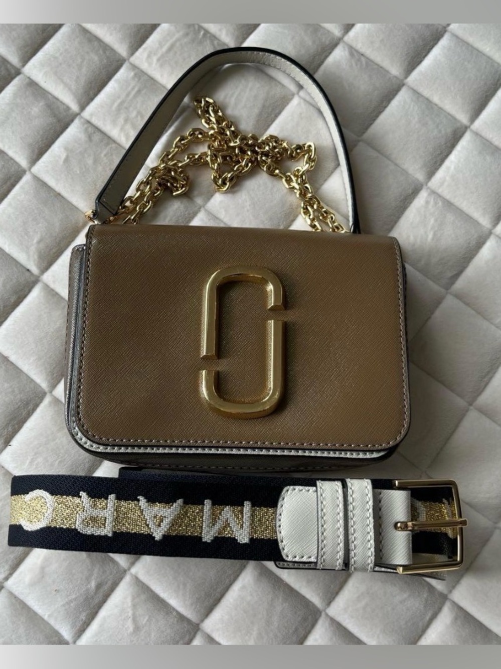 Marc Jacobs Brown Leather Crossbody with Gold Hardware both straps included